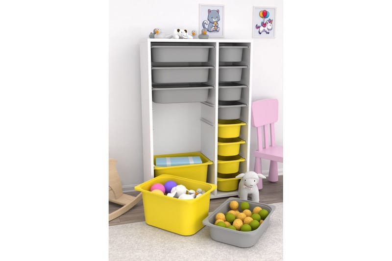 Flerfunktionsskåp Ravielwich (69,5 x 109 x 30 cm) Vit / Grå / Gul - Vit / Grå / Gul - Förvaring - Småförvaring - Förvaringslåda