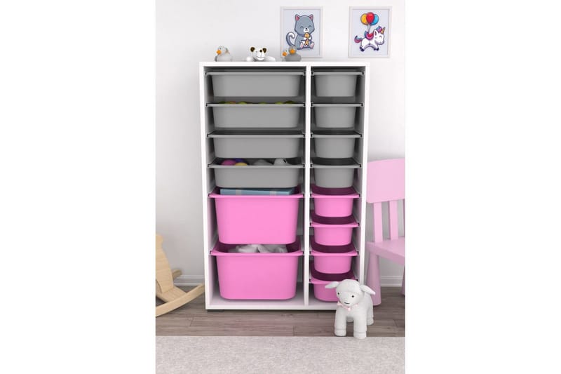 Flerfunktionsskåp Ravielwich (69,5 x 109 x 30 cm) Vit / Grå / Veyaa - Vit / Grå / Veyaa - Förvaring - Småförvaring - Förvaringslåda