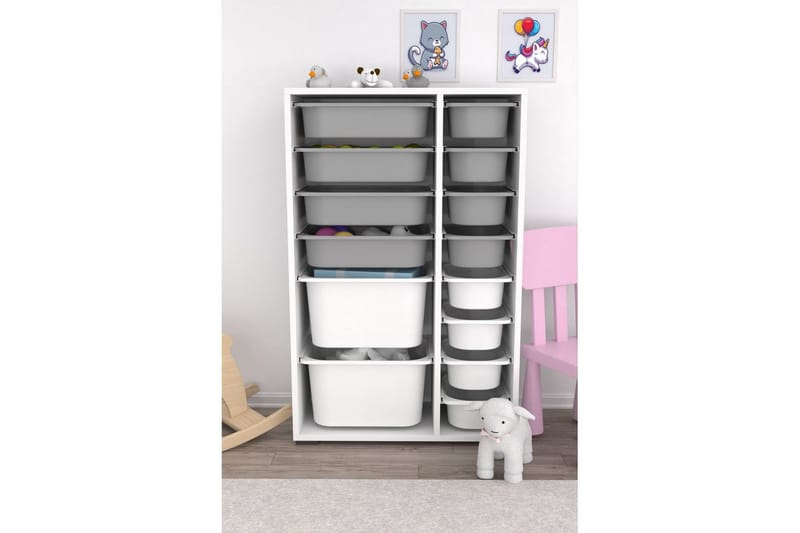 Flerfunktionsskåp Ravielwich (69,5 x 109 x 30 cm) Vit / Grå - Vit / Grå - Förvaring - Småförvaring - Förvaringslåda