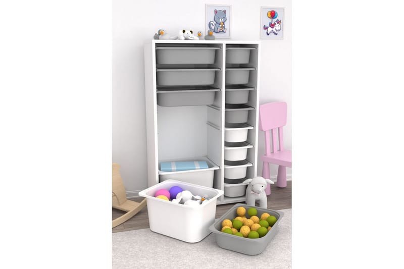 Flerfunktionsskåp Ravielwich (69,5 x 109 x 30 cm) Vit / Grå - Vit / Grå - Förvaring - Småförvaring - Förvaringslåda