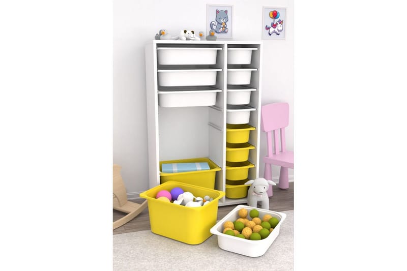 Flerfunktionsskåp Ravielwich (69,5 x 109 x 30 cm) Vit / Gul - Vit / Gul - Förvaring - Småförvaring - Förvaringslåda