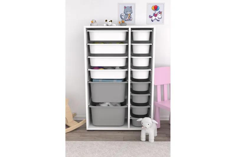 Flerfunktionsskåp Ravielwich (69,5 x 109 x 30 cm) VitGrå 2 - VitGrå 2 - Förvaring - Småförvaring - Förvaringslåda