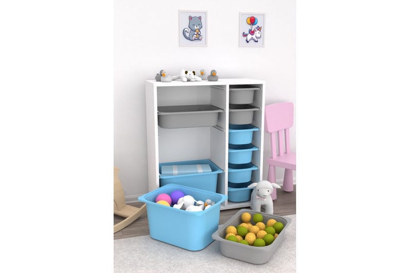 Flerfunktionsskåp Sosan K6U Vit / Grå / Blå - Vit / Grå / Blå - Förvaring - Småförvaring - Förvaringslåda
