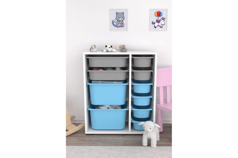 Flerfunktionsskåp Sosan K6U Vit / Grå / Blå - Vit / Grå / Blå - Förvaring - Småförvaring - Förvaringslåda