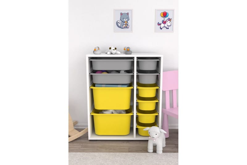 Flerfunktionsskåp Sosan K6U Vit / Grå / Gul - Vit / Grå / Gul - Förvaring - Småförvaring - Förvaringslåda