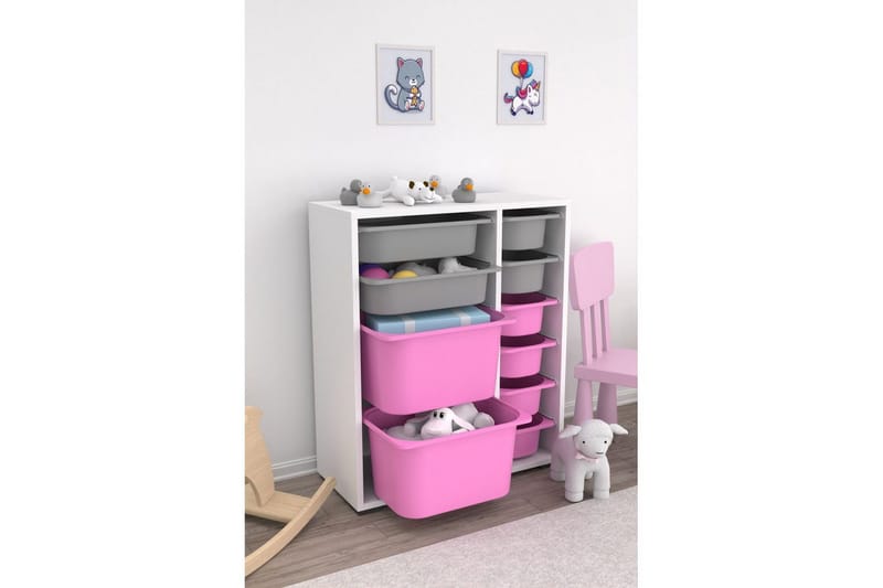 Flerfunktionsskåp Sosan K6U Vit / Grå / Veyaa - Vit / Grå / Veyaa - Förvaring - Småförvaring - Förvaringslåda