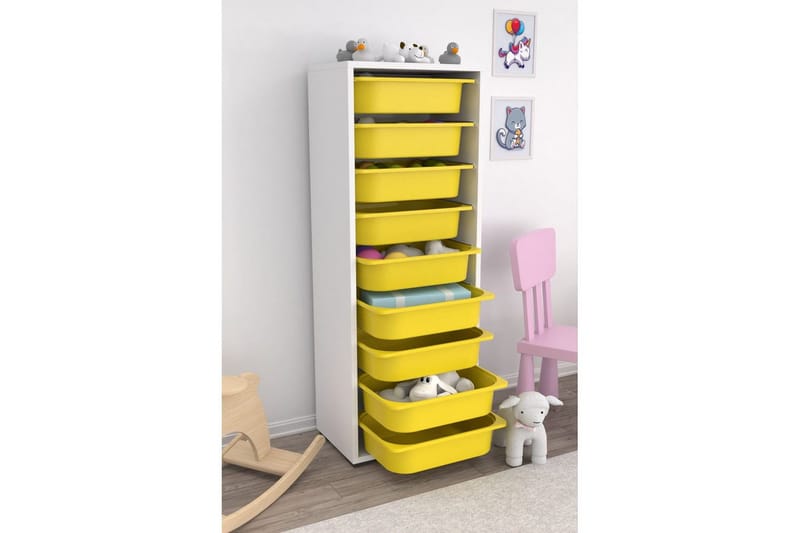 Flerfunktionsskåp Stribor Vit / Gul - Vit / Gul - Förvaring - Småförvaring - Förvaringslåda