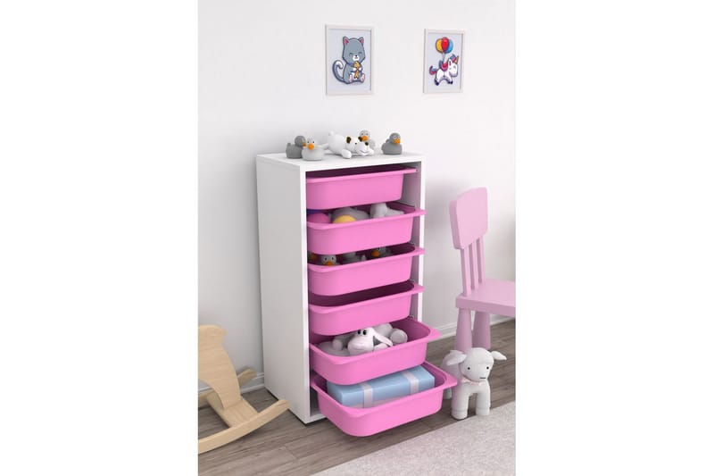 Kelix Förvaringslådor 45,5 cm - Vit/Rosa - Förvaring - Småförvaring - Förvaringslåda