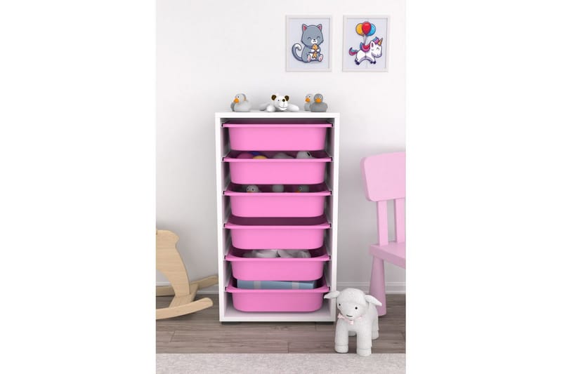 Kelix Förvaringslådor 45,5 cm - Vit/Rosa - Förvaring - Småförvaring - Förvaringslåda