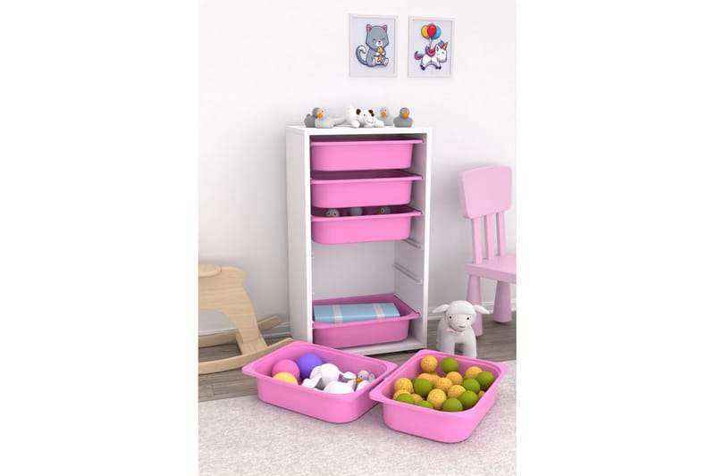 Kelix Förvaringslådor 45,5 cm - Vit/Rosa - Förvaring - Småförvaring - Förvaringslåda