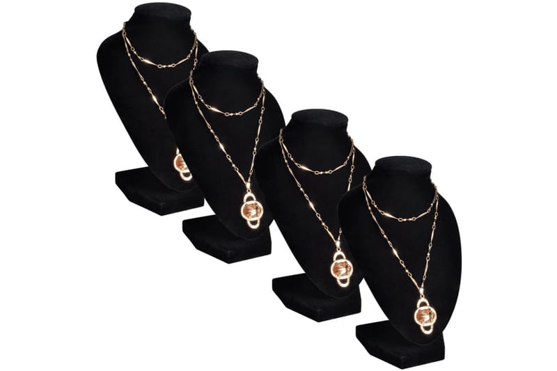 Smyckeshållare 9x8,5x15 cm flanell MDF svart 4-pack - Svart - Smyckesställ & smyckesskrin
