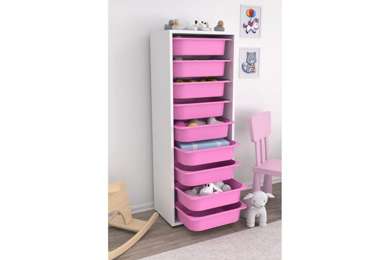 Stribor Förvaringslådor 45,5 cm - Vit/Rosa - Förvaring - Småförvaring - Förvaringslåda