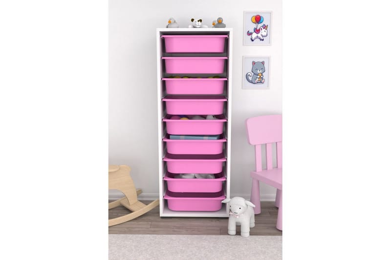 Stribor Förvaringslådor 45,5 cm - Vit/Rosa - Förvaring - Småförvaring - Förvaringslåda