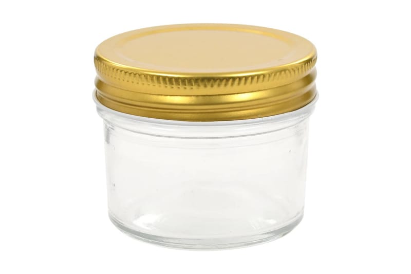 Syltburkar i glas med guldfärgade lock 24 st 110 ml - Guld - Förvaring - Småförvaring - Förvaringsburk
