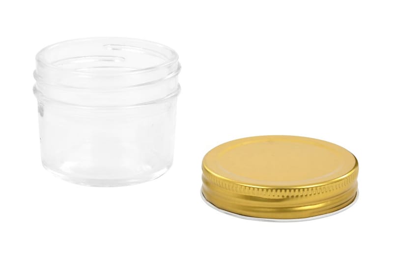 Syltburkar i glas med guldfärgade lock 24 st 110 ml - Guld - Förvaring - Småförvaring - Förvaringsburk