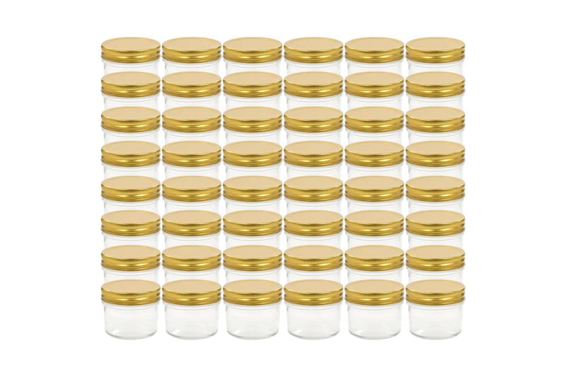 Syltburkar i glas med guldfärgade lock 48 st 110 ml - Guld - Förvaring - Småförvaring - Förvaringsburk