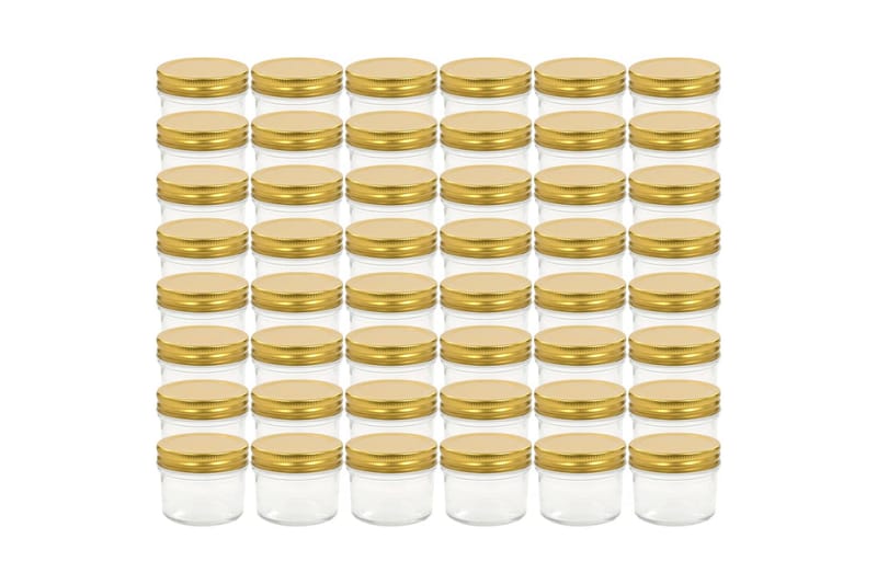 Syltburkar i glas med guldfärgade lock 48 st 110 ml - Guld - Förvaringsburk - Småförvaring - Flaskor & burkar