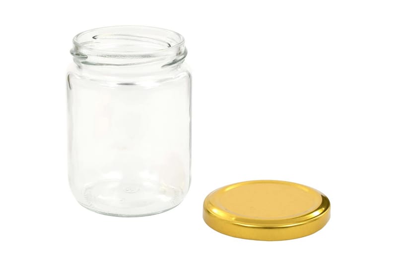 Syltburkar i glas med guldfärgade lock 48 st 230 ml - Guld - Förvaringsburk - Småförvaring - Flaskor & burkar