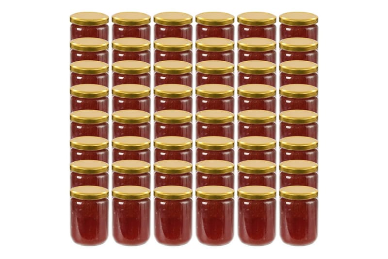 Syltburkar i glas med guldfärgade lock 48 st 230 ml - Guld - Förvaringsburk - Småförvaring - Flaskor & burkar