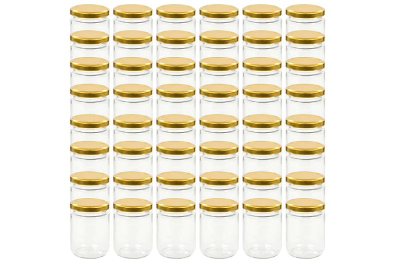 Syltburkar i glas med guldfärgade lock 48 st 230 ml - Guld - Förvaring - Småförvaring - Förvaringsburk