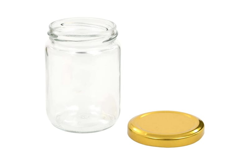 Syltburkar i glas med guldfärgade lock 96 st 230 ml - Guld - Förvaring - Småförvaring - Förvaringsburk