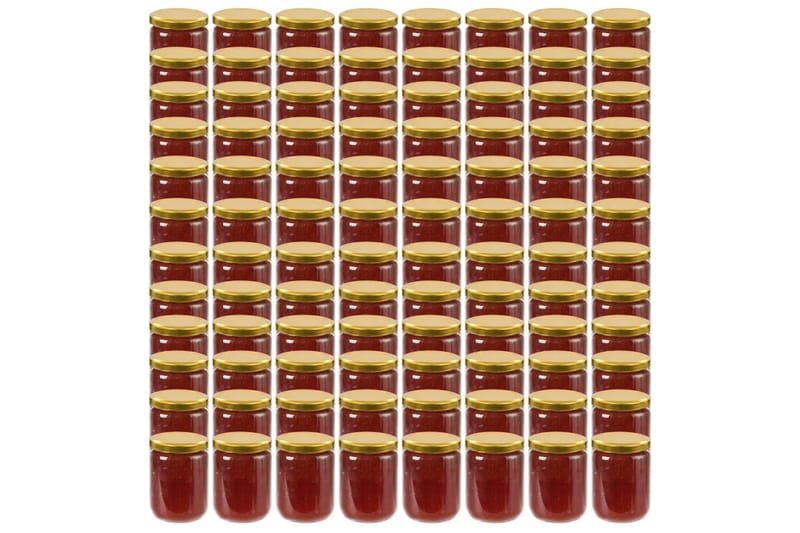 Syltburkar i glas med guldfärgade lock 96 st 230 ml - Guld - Förvaring - Småförvaring - Förvaringsburk