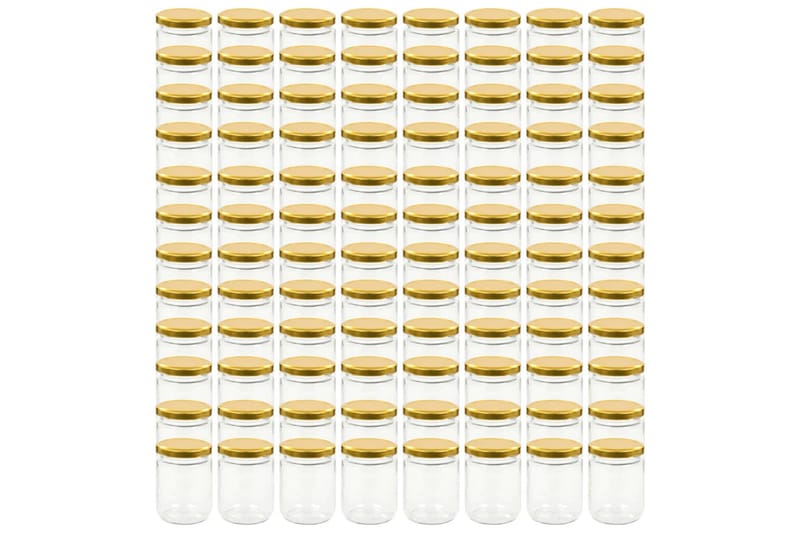Syltburkar i glas med guldfärgade lock 96 st 230 ml - Guld - Förvaring - Småförvaring - Förvaringsburk