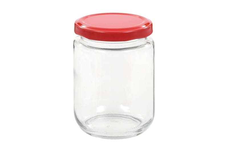 Syltburkar i glas med röda lock 48 st 230 ml - Röd - Förvaring - Småförvaring - Förvaringsburk