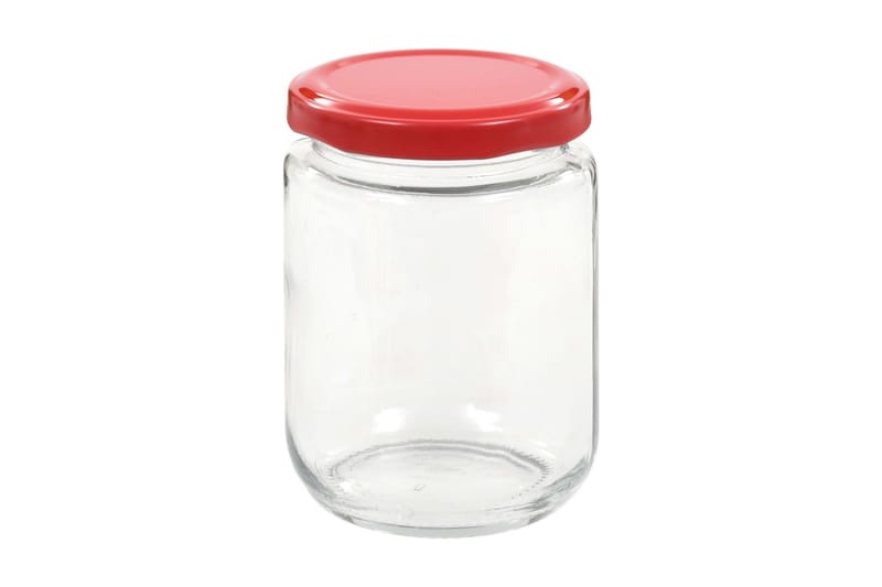 Syltburkar i glas med röda lock 48 st 230 ml - Röd - Småförvaring - Flaskor & burkar - Förvaringsburk