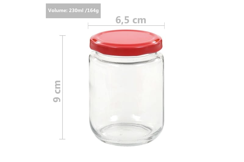 Syltburkar i glas med röda lock 96 st 230 ml - Röd - Förvaring - Småförvaring - Förvaringsburk