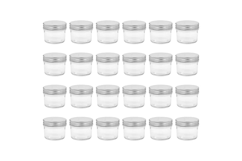 Syltburkar i glas med silvriga lock 24 st 110 ml - Silver - Förvaring - Småförvaring - Förvaringsburk