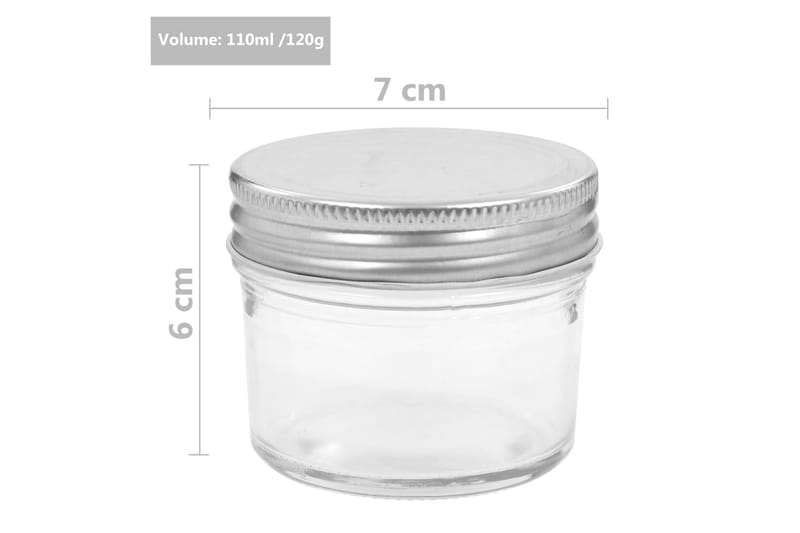 Syltburkar i glas med silvriga lock 24 st 110 ml - Silver - Förvaring - Småförvaring - Förvaringsburk