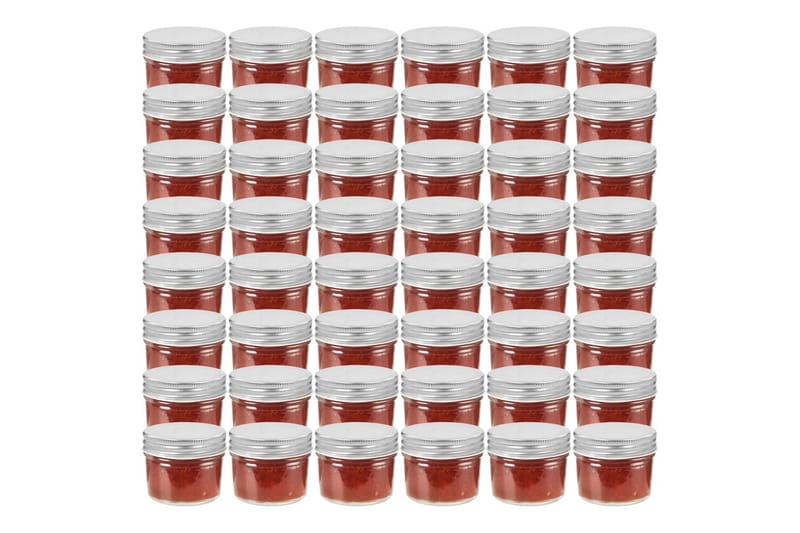 Syltburkar i glas med silvriga lock 48 st 110 ml - Silver - Förvaring - Småförvaring - Förvaringsburk