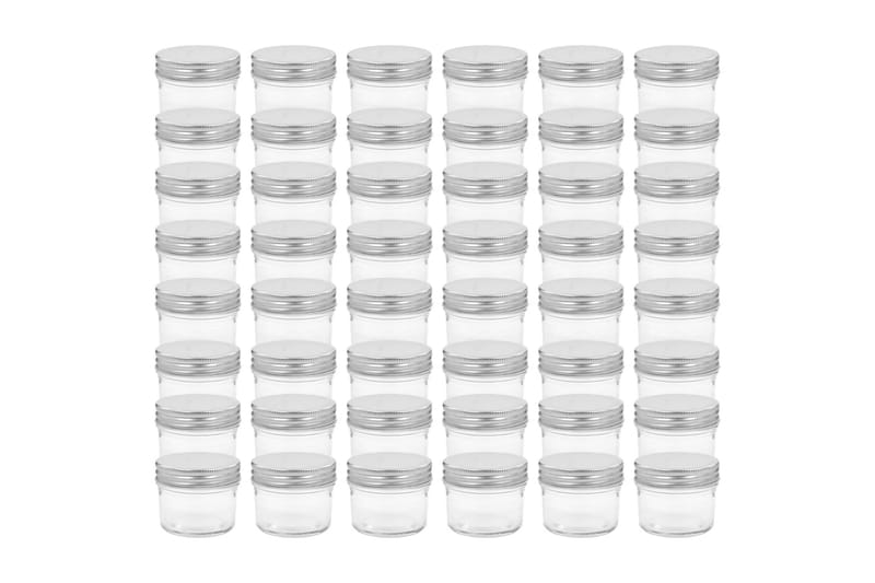 Syltburkar i glas med silvriga lock 48 st 110 ml - Silver - Förvaring - Småförvaring - Förvaringsburk