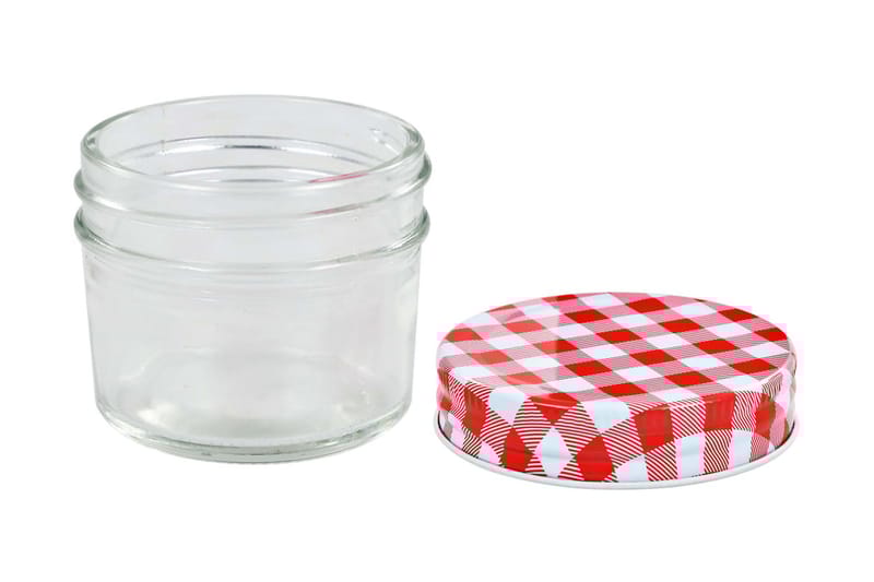 Syltburkar i glas med vita och röda lock 24 st 110 ml - Röd - Förvaring - Småförvaring - Förvaringsburk