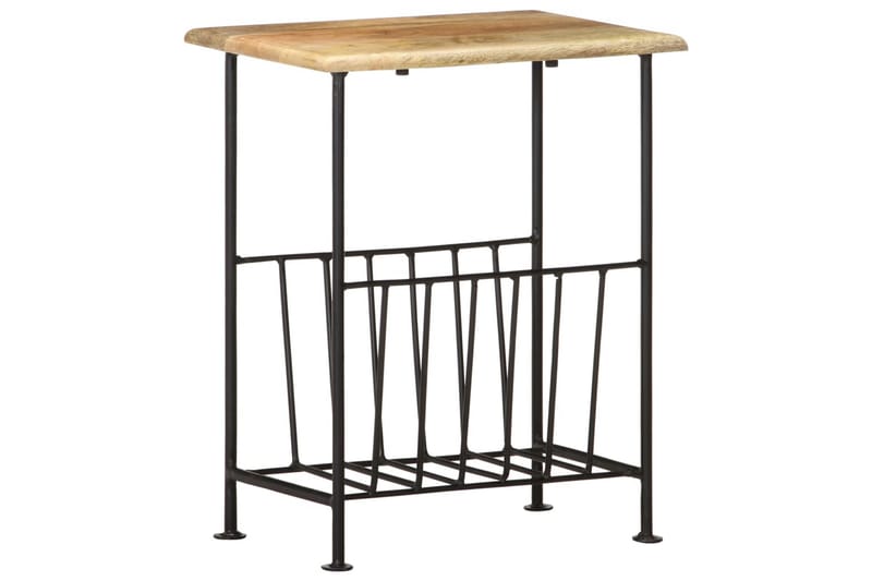 Tidningsställ 40x30x50 cm massivt mangoträ och stål - Svart - Förvaring - Småförvaring