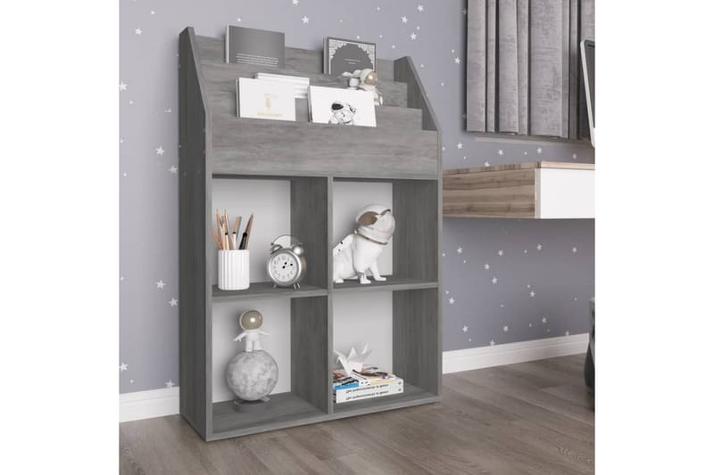 Tidningsställ för barn betonggrå 71x30x114 cm spånskiva - Betonggrå - Förvaring - Småförvaring