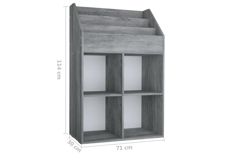 Tidningsställ för barn betonggrå 71x30x114 cm spånskiva - Betonggrå - Förvaring - Småförvaring