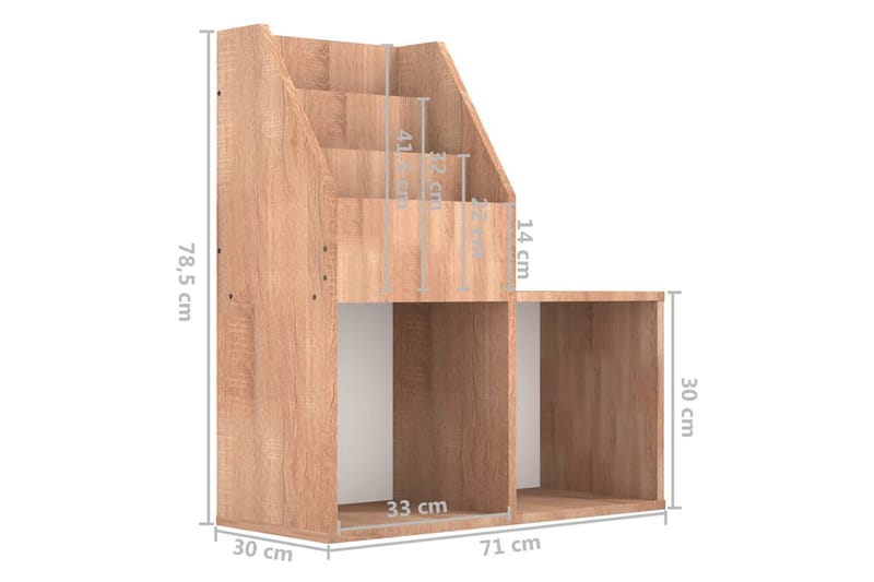 Tidningsställ för barn sonoma-ek 71x30x78,5 cm spånskiva - Ek - Småförvaring - Tidningsställ