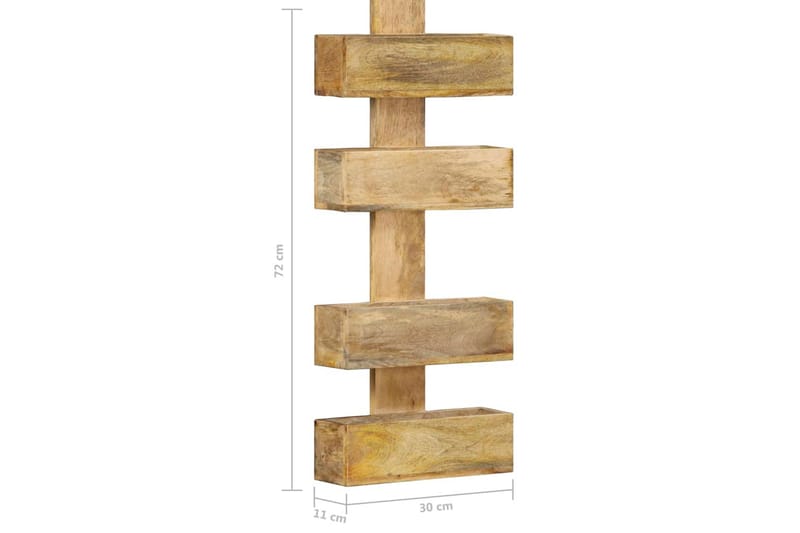 Väggmonterat tidningsställ 30x11x72 cm massivt mangoträ - Brun - Småförvaring - Tidningsställ