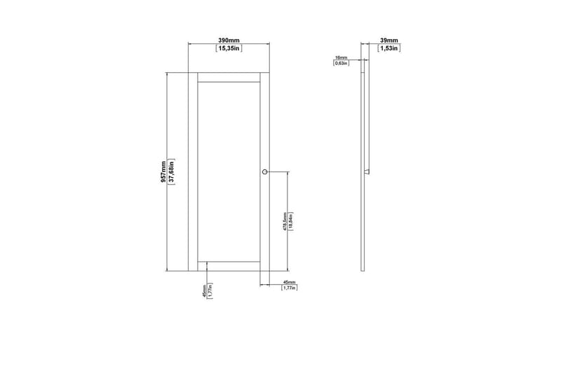 Trysil Dörr till Bokhylla 39x95,7 cm - Vit - Förvaring - Hylla
