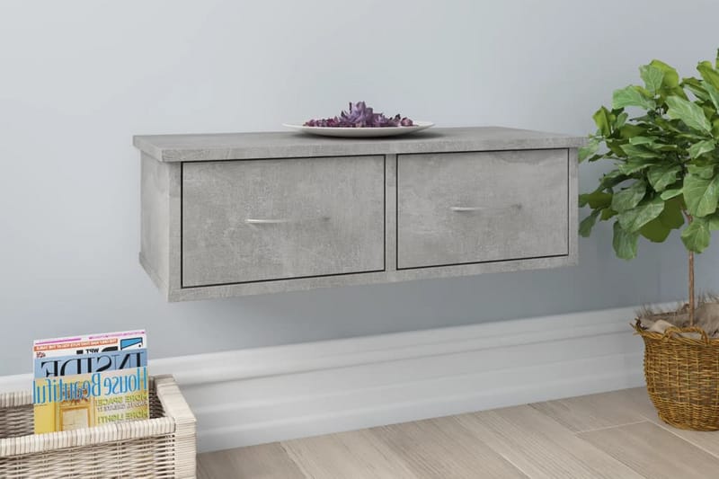 Väggmonterade lådor betonggrå 60x26x18,5 cm spånskiva - Betonggrå - Förvaring - Väggförvaring