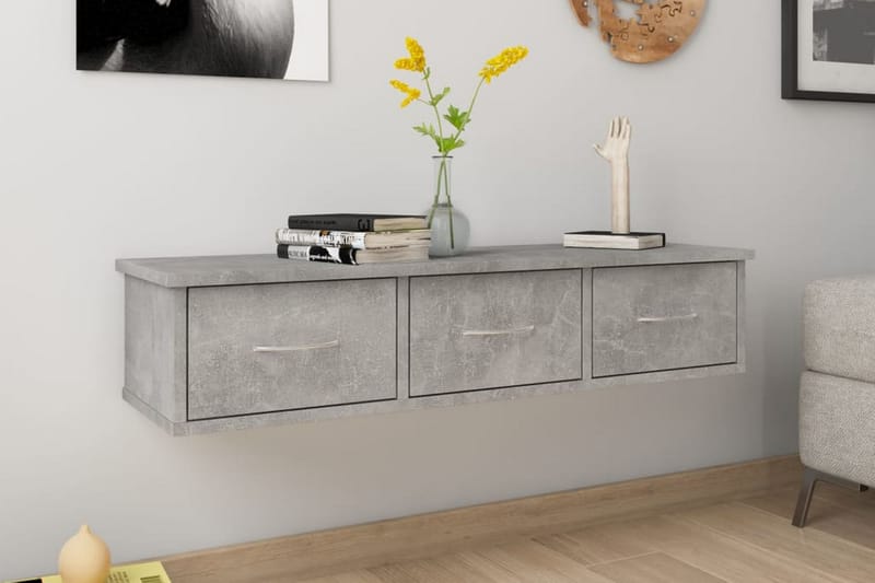 Väggmonterade lådor betonggrå 88x26x18,5 cm spånskiva - Betonggrå - Förvaring - Väggförvaring