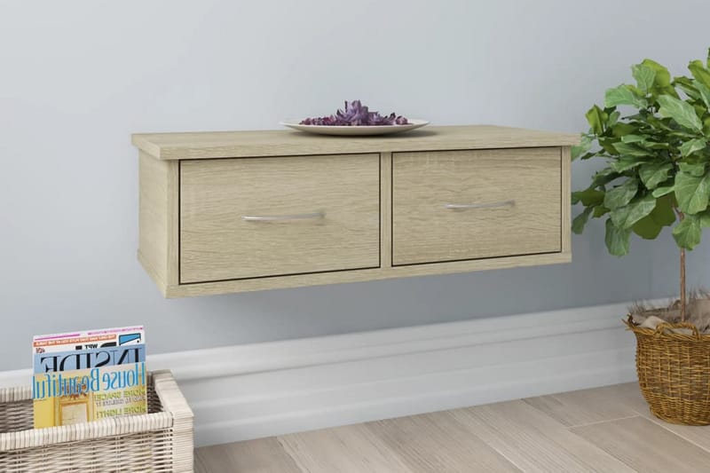 Väggmonterade lådor sonoma-ek 60x26x18,5 cm spånskiva - Brun - Förvaring - Väggförvaring
