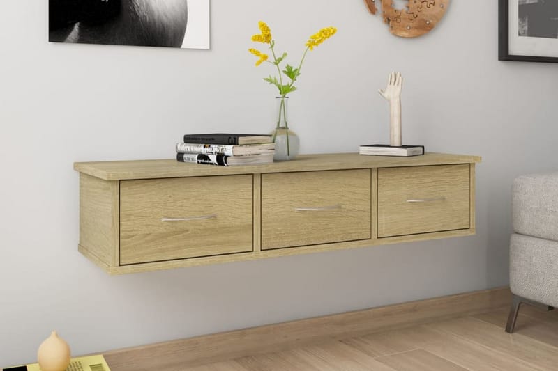 Väggmonterade lådor sonoma-ek 88x26x18,5 cm spånskiva - Brun - Förvaring - Väggförvaring