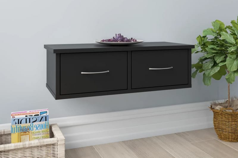 Väggmonterade lådor svart 60x26x18,5 cm spånskiva - Svart - Förvaring - Väggförvaring