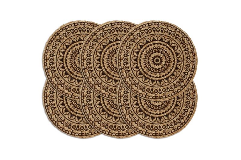 Bordstabletter 6 st mörkbrun 38 cm rund jute - Mörkbrun - Inredning - Bordsdekoration - Bordstabletter