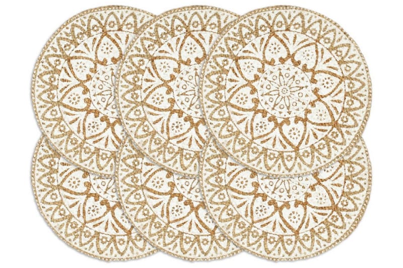 Bordstabletter 6 st vit 38 cm rund jute - Vit - Inredning - Bordsdekoration - Bordstabletter