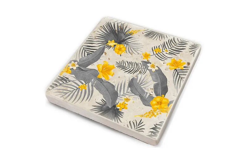 Glasunderlägg 4-pack - Gul/Grå - Inredning - Bordsdekoration - Glasunderlägg