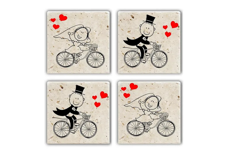 Glasunderlägg 4-pack, Flerfärgad